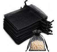 Admygo Black Organza Bags 50PCS, Small Gift Bags 7x9 cm Clear Mesh Pouches with Drawstring, Mini Favour Bags for Wedding, Christmas, Birthday, Candy, Jewellery, Party Supplies