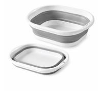 Admygo Collapsible Washing Up Bowl 3.5L, Portable Foldable Silicone Hand Wash Basin, Space Saving Camping Sink for Travel, Kitchen, Home (Grey, Small)
