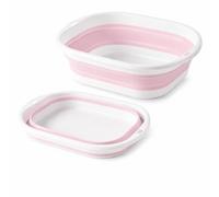 Admygo Collapsible Washing Up Bowl 3.5L, Portable Foldable Silicone Hand Wash Basin, Space Saving Camping Sink for Travel, Kitchen, Home (Pink, Small)