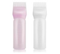 Admygo Hair Oil Applicator Bottle, 2Pcs Root Comb Applicator Hair Dye Bottle with Graduated 6 Ounce Scale for Scalp Treatment, Home DIY Hair Color & Salon Styling Tool, Pink + White