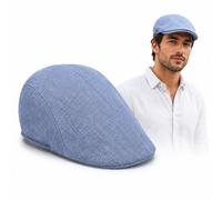 Admygo Mens Flat Cap Newsboy Hat, Classic Tweed Cabbie Driving Cap, Vintage Duckbill Beret for Men, Lightweight Breathable Outdoor Golf Travel Cap, Casual Daily Wear (Blue