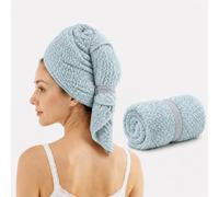 Admygo Microfibre Hair Towel, Super Absorbent Hair Towel Wrap with Elastic Straps for Women Adults, Soft Hair Turban Towel for Long Thick Curly Wet Hair, Blue