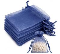 Admygo Navy Blue Organza Bags 20PCS, Small Gift Bags 7x9 cm Clear Mesh Pouches with Drawstring, Mini Favour Bags for Wedding, Christmas, Birthday, Candy, Jewellery, Party Supplies