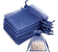 Admygo Navy Blue Organza Bags 50PCS, Small Gift Bags 7x9 cm Clear Mesh Pouches with Drawstring, Mini Favour Bags for Wedding, Christmas, Birthday, Candy, Jewellery, Party Supplies