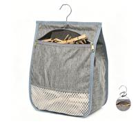 Admygo Peg Bag for Washing Line, Large 30 x 23 cm Clothes Peg Bag with Hook & 360° Rotation, Durable Peg Basket with Zipper, Washable Hanging Storage for Pegs Indoor Outdoor (Grey)