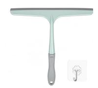 Admygo Window Squeegee with 24.5cm Soft Silicone Blade, Non-Slip Handle Glass Wiper for Bathroom Mirror, Shower Screen, Car Window, Comes With 1 No Drill Self-Adhesive Hook(Blue)