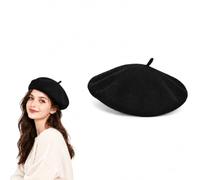 Admygo Women's Octagonal Wool French Beret Hat for Autumn Winter (Black) | Vintage painter artist design, plain solid colour, suitable for daily outdoor travel wear, available for fall winter outfits