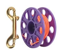 ADMYTHGB Diving Spool Plastic Finger Reel, Diving Reel with Copper Snap Clip, Lightweight Scuba Diving Line Spool for Cave Dive Fishing, 59.0ft Fluorescent Orange Wire, 8 Round Holes for Ea (Purple)