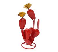 ADMYTHGB Metal Prickly Pear with Flowers, Iron Rustic Statue, Handcrafted Desert Garden Decor Sculpture for Yard Lawn Patio, Red Outdoor Metal Art