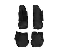 ADMYTHGB PU Horse Leg Boots, Horse Leg Protection Gear, 4Pcs Front Rear Leg Boots with Neoprene Lining for Jumping Obstacle Racing, Soft Padding Tendon Brace Guard for Equine Sports (1 Set Black L)