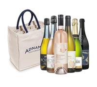 Adnams 6 Bottle Canvas Wine Bag with Wine Selection | Prosecco DOC 75cl | Prosecco Rosé 75cl | Provence Rosé 75cl | White Burgundy 75cl | Champagne Brut 75cl | Primitivo 75cl