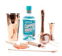 Adnams Copper House Dry Gin Cocktail Bundle | London Dry Gin 40% ABV 70cl | Premium Cocktail Kit with Copper Shaker, Jigger, Spoon, Strainers, Zester & Muddler | Vegan-Friendly