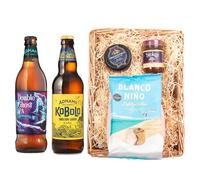 Adnams Premium Beer Wicker Tray Gift Set | Double Ghost Ship IPA 5.2% ABV | Kobold Vegan Friendly English Lager 4.7% ABV | Blanco Niño Salted Tortilla Chips | Black Bomber Cheese | Stokes Beer Chutney