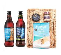 Adnams Premium Beer Wicker Tray Gift Set | Ghost Ship Citrus Pale Ale 4.5% ABV | Southwold Bitter 4.1% ABV | Blanco Niño Tortilla Chips | Snowdonia Black Bomber Cheese | Stokes Beer Chutney