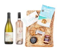 Adnams Premium Wine Hamper | Provence Rosé 12.5% & White Burgundy 13.5% | Cheese, Chutney, Biscuits & Chocolates | Luxury Food & Wine Gift Basket