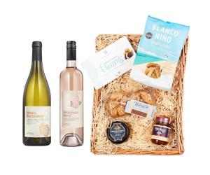 Adnams Premium Wine Hamper | Provence Rosé 12.5% & White Burgundy 13.5% | Cheese, Chutney, Biscuits & Chocolates | Luxury Food & Wine Gift Basket
