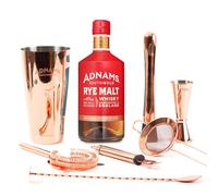 Adnams Rye Malt Whisky Cocktail Bundle | English Rye Whisky 40% ABV 70cl | Premium Cocktail Kit with Copper Shaker, Jigger, Spoon, Strainers, Zester & Muddler | Award-Winning | Vegan