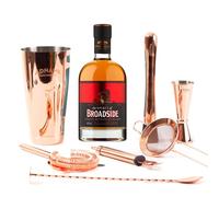 Adnams Spirit of Broadside Cocktail Bundle | Eau-de-Vie-de-Biere 43% ABV 70cl | Premium Cocktail Kit with Copper Shaker, Jigger, Spoon, Strainers, Zester & Muddler | Vegan-Friendly