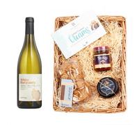 Adnams Standard Wine Hamper | Adnams White Burgundy 13.5% | Cheese, Chutney, Biscuits & Chocolates Gift Basket | Luxury Food & Wine Hamper for Sharing or Gifting