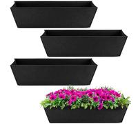 Adnee 4 Pcs 24 Inch Fabric Plant Window Box Liners-Rectangular Non-Woven Planter Basket Liner-Black Felt Flower Hanging Basket for Outdoor Garden Wall Hanging Planter Flower Vegetables