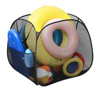 Adnee Pool Toy Storage Bin-30'' x 30'' x 30'' Nylon Mesh Pool Organizer with Side Pocket-105 Gallon Quick Drying Pool Storage for Float, Beach Balls,Towel and Other Swimming Accessories