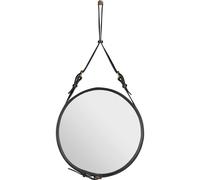 Adnet Wall Mirror Circular Black Leather Ø45 cm