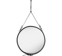 Adnet Wall Mirror Circular Black Leather Ø58 cm
