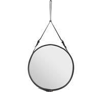 Adnet Wall Mirror Circular Black Leather Ø70 cm