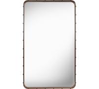Adnet Wall Mirror Rectangular Tan Leather 65 x 115 cm