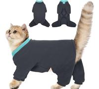 ADNIKIA Cat Hair Sticky Onesie, Prevent Hair Loss Cat Pajamas, Long Sleeves Anti-Licking & Skin Disease Recovery Suit for Cats, Sphynx Clothes Costumes Outfits for Pet