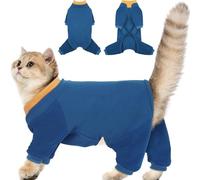ADNIKIA Cat Hair Sticky Onesie, Prevent Hair Loss Cat Pajamas, Long Sleeves Anti-Licking & Skin Disease Recovery Suit for Cats, Sphynx Clothes Costumes Outfits for Pet