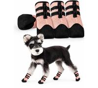 ADNIKIA Dog Shoes,Boots& Paw Protectors,Hardfloors Skid-Resistant Sole,Pink | For Hot Pavement/Breathable Mesh/ Adjustable Reflective Straps/Easy On & Off/Night Walks/Rainy Days/Indoor/Outdoor