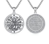 Adnix Silver Patron Saint Pendant Necklace fot Women Men with Jewelry Box | Blessing,Prayer,Hope,Courage,Faith,Baptism,Confirmation,Hypoallergenic,Unisex,Non Tarnish,Birthday, Graduation
