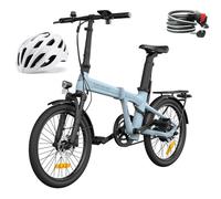 ADO Air20Pro Folding EBikes, EBike for Adults, 20" Electric Bike, Belt Drive, Bafang Motor, ECO and SPORT Mode, Disc Brakes, LCD Display, APP Intelligent, Kettle Battery Autonomy 160km (Blue)