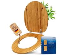 ADOB 33332 Toilet Seat Bamboo Dark Bamboo Natural Environmentally Friendly Warm Rustproof Stainless Steel Hinges Universal Fit