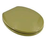 ADOB wooden core toilet seat green, adjustable brass chrom hinges, 85074