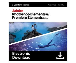 Adobe Photoshop + Premiere Elements 2026 | 1 user | 2 installations | 3-year license | Windows + Mac