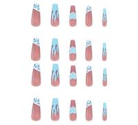 ADOCARN 1 Box French Style Fake Nails Full Cover Abs Ultra-thin Reusable 1 Box for Home Use and Professional Salon Nail Art