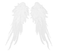 ADOCARN 1 Pair Embroidered Angel Wing Appliques for Clothes and Skirts, White Polyester Yarn, Small and Compact Design, Easy to Store, for Clothes Shop or Personal Use