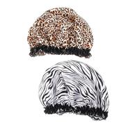 ADOCARN 1 PC Elastic Night Sleep Hat for Women Comfortable Lace Hair Care Bonnet for Hair Protection for All Hairstyles Black White Zebra Gold Leopard Print