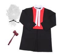 ADOCARN 1 Set Judge Costume for Role Play Judge Outfit with Gavel and Wig for Halloween Birthday Parties and Educational Fun Fits Heights