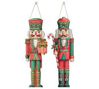 ADOCARN 1 Set Nutcracker Hanging Ornaments: Christmas Nutcracker Door Decoration Hanging Door Plaque - Wooden Walnut Soldier Ornament For Porch Wall Festive Home