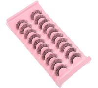 ADOCARN 10 Pairs of Artificial Fake Eyelashes for Women, Natural Full False Lashes with Curl and Easy to Wear, for Birthday Party and Balls, Pink Classic Style