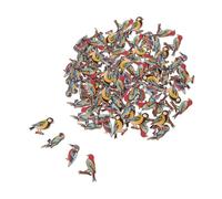 ADOCARN 100pcs Bird-Shaped Wooden Buttons Vintage Animal Pattern Buttons Decorative Appeal Handpainted Designs Charming Aesthetic for Handmade Crafts and Card Making Assorted Style