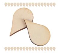 ADOCARN 100pcs Wooden Teardrop Shape Slices Natural Unfinished Beige Wood Pieces Versatile Use Handmade Decoration for DIY Craft Projects and Home Decoration Ornaments