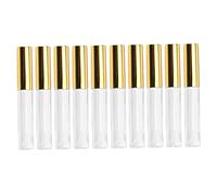 ADOCARN 10pcs 10ml Lip Gloss Tubes Empty Plastic Lipstick Bottles Lip Gloss Container Wand Circular Design DIY Portable Travel (Golden)