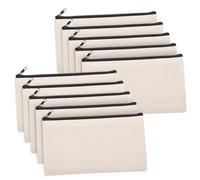 ADOCARN 10pcs Beige Canvas Zipper Bags with Tassel DIY Kit, Heat Transfer Sublimation Blank Makeup Bags for Travel and DIY, Easy to Open and Close Canvas Pencil Cases