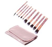 ADOCARN 10pcs Diamond Makeup Brush Set with Pu Handles and Storage Bag, Professional Synthetic Face Beauty Tools for Women, for Travel and Professional Use