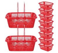 ADOCARN 10pcs Red Plastic Berry Picking Baskets 1Kg Capacity Small Square Ventilated Fruit Storage Containers Handheld Fruit Catch Baskets for Garden, Farm, and Market Use