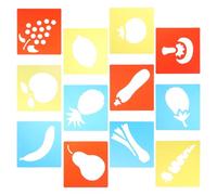 ADOCARN 12 Pcs Drawing Stencils Washable Plastic Fruits and Vegetable Templates Art Aids for Preschoolers Creative Skill Development Tools